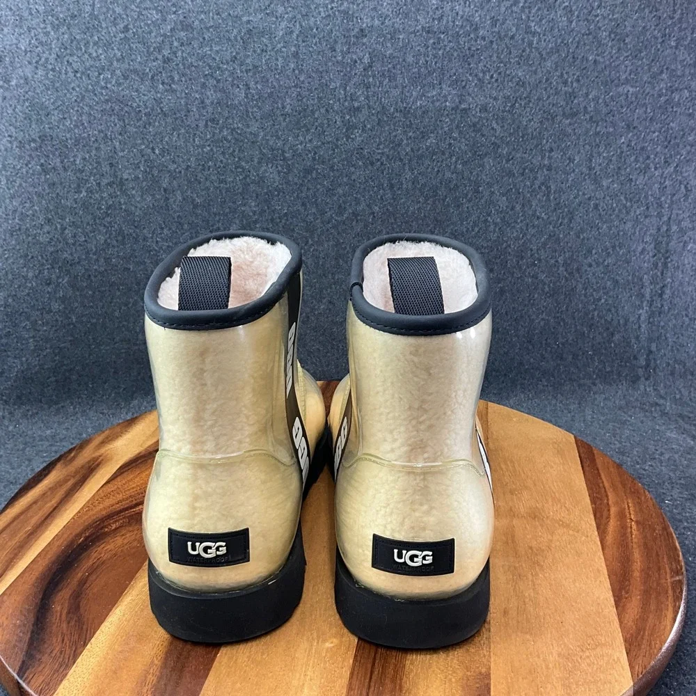 Ugg Classic Mini Clear Natural /Black Women's Waterproof Rain Boots US 11